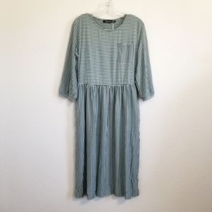 Striped Green Midi Tshirt Dress